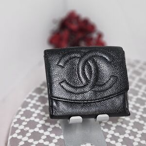 Chanel Caviar Skin Leather Bifold Wallet (Serial no 4253614